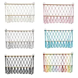 Wall Hanging Storage Net Stuffed Animal Hammock Net Space Saving Boho Macrame Plush Toy Organizer Holder for Nursery Playroom