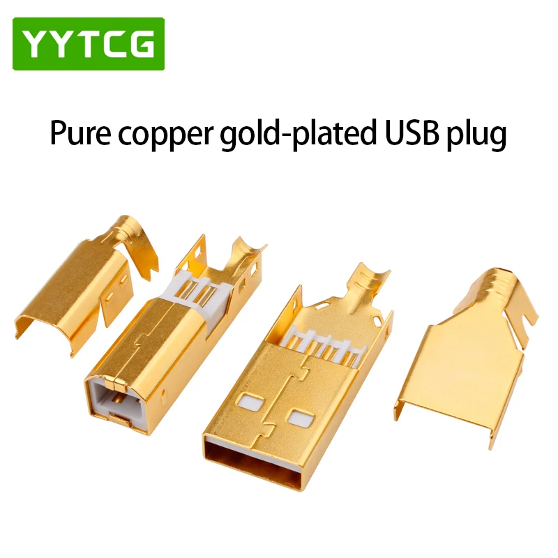 YYTCG Set Hi-End USB connector USB A+USB B Type A-B Plug hifi audio USB connector plug for USB cable