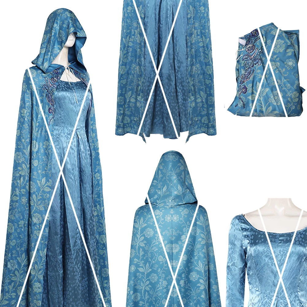 

Fantasia Medieval Alicent Hightower Cosplay Blue Dress Cloak TV Dragon 3 Cosplay House Women Disfraz Costume Halloween Carnival