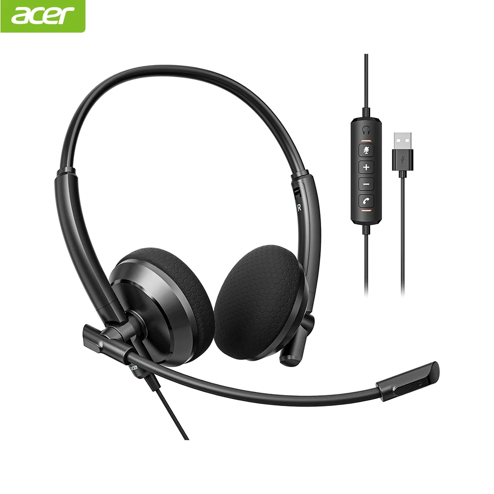 Acer USB Headset with MIC For PC Wired Headset with Mic for Office Remote Work Call Centers Comfortable Design for Long Wear