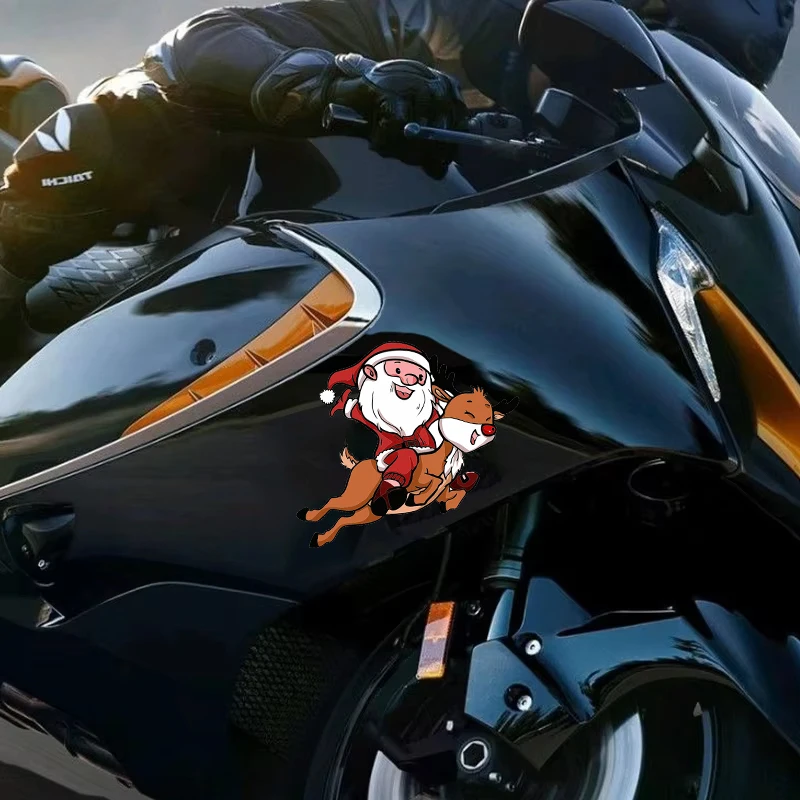 Santa's Reindeer-Themed Car Stickers - Waterproof Rear Windshield & Body Decals Motorcycle Decorative Accessories