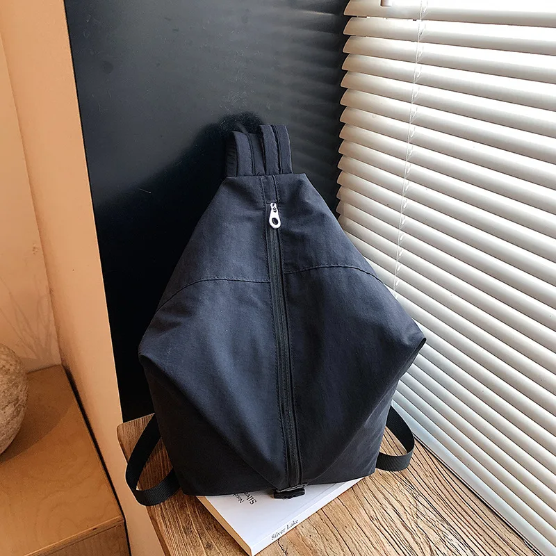 Korean Style Small Backpack Women Simple Student Schoolbag Nylon Sports Gym Bag Outward Travel Commuting Lightweight Backpack