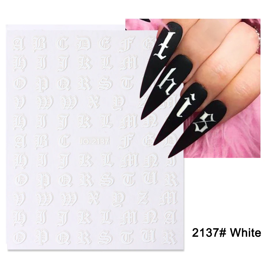 ステッカー-ネイルアート,ステッカー,ステッカー,古い英語のフォント,黒い数字,タトゥーデザイン,ウォータースライダー,マニキュアラップ,デカール,CHJO-2137