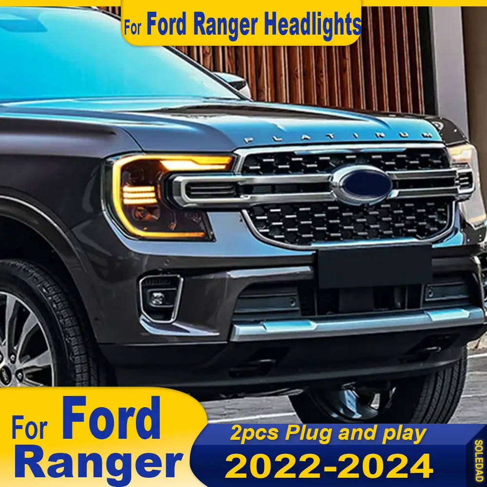 

Car full LED Headlights For Ford Ranger T9 2022-2024 new style Auto Head lamp Assembly Upgrade Projector Lens Accessories