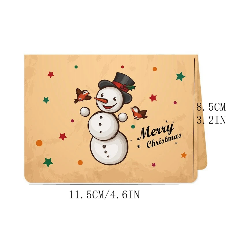 6/9Set Christmas Greeting Cards Santa Claus Snowman Blessings Half-fold Gift Cards Envelopes with Stickers Christmas Decoration