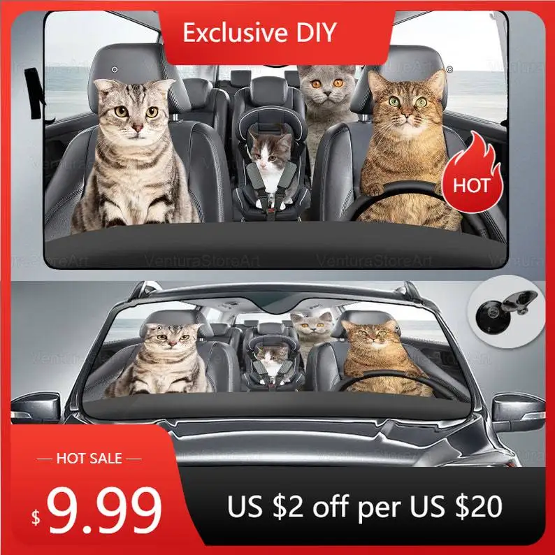 

American Shorthair Cat Car Sunshade, Funny Car Sunshade, American Shorthair Car Windshield Shade, American Shorthair Lover LNG04