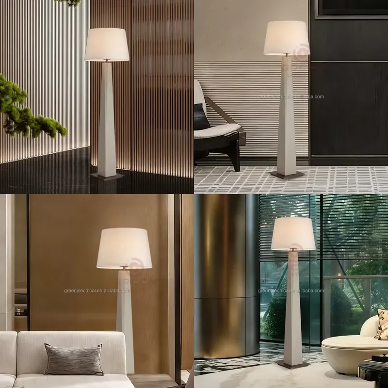 Modern Luxury LED Floor Lamp Metal Fabric Standing Light Stylish Bedside Reading Lamp for Hotel Bedroom Apartment Living Room