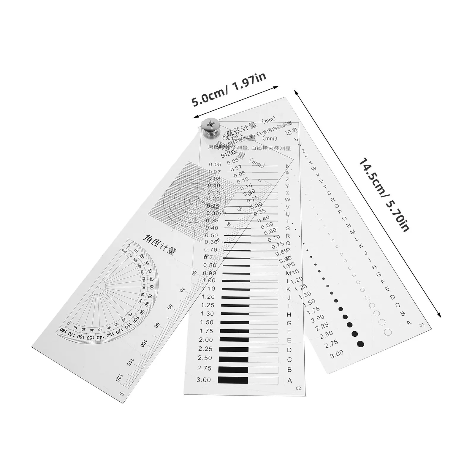 3Pcs Crack Gauge High Precision Transparent Surface Defect Measuring Ruler Spot Inspection Measuring Tool Concrete Crack Width
