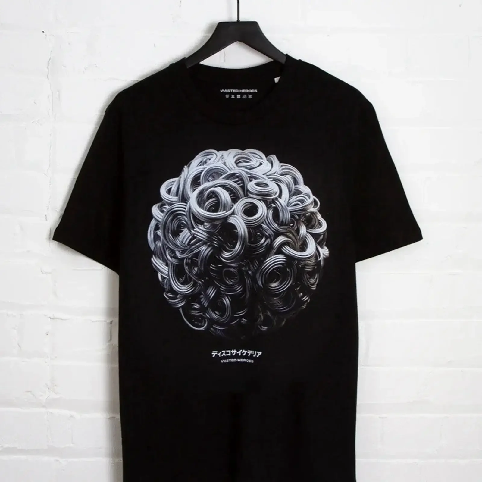 Herren-T-Shirt, Schwarz, XL, Surreal Art Psychedelia, japanisches abstraktes Design, Tetsuo-T-Shirt, Vintage, gewaschen, stilvoll, modisch, atmungsaktiv, lässig