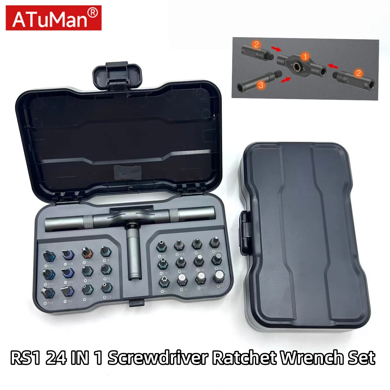 RS1 Ratchet Screwdriver Set 24 in 1 Magnetic Precision Screwdriver Bit Screwdriver DIY Household Repair Tool