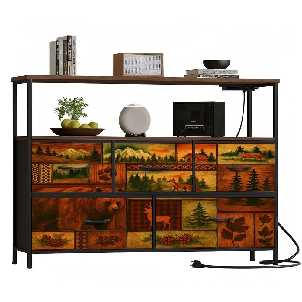 for Bedroom, Tv Stand for Bedroom Rustic Wilderness Nature Bear Fox Deer Dressers amp Chests of Drawers Fabric Closet Organizers