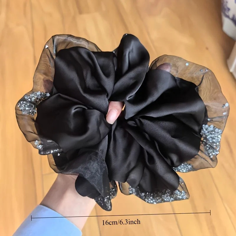 New rhinestone yarn edge large intestine headband temperament hair band headband large rubber band headband flower headband ponytail hair accessories