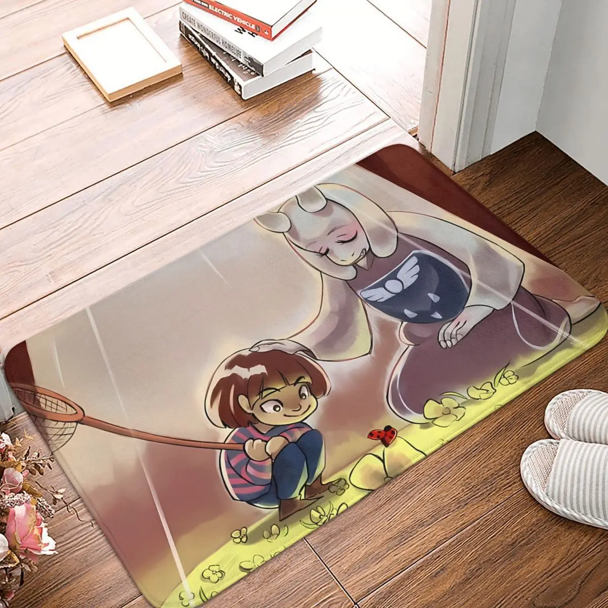 Game Deltarune Spamton Non-slip Doormat Catching Butterfies Bath Bedroom Mat Prayer Carpet Home Modern Decor