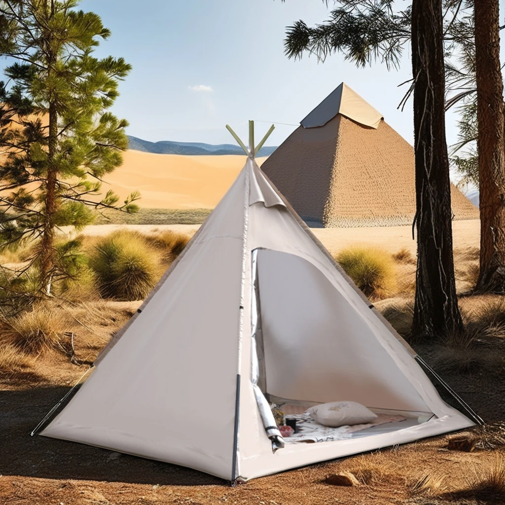 

210D Oxford Cloth Outdoor Family Camping Tent Indian Style Pointed Pyramid Tent for 3-5 People