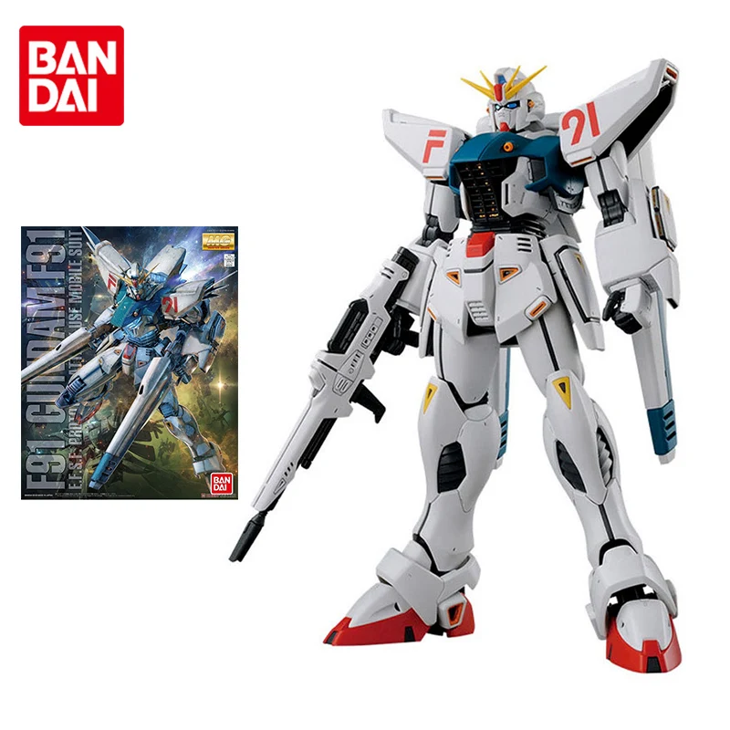 

Bandai Gundam Model Kit MG Anime Figure 1/100 Gundam F91 Ver 2.0 Action Figures Genuine Mobile Robot Gunpla Toys for Children