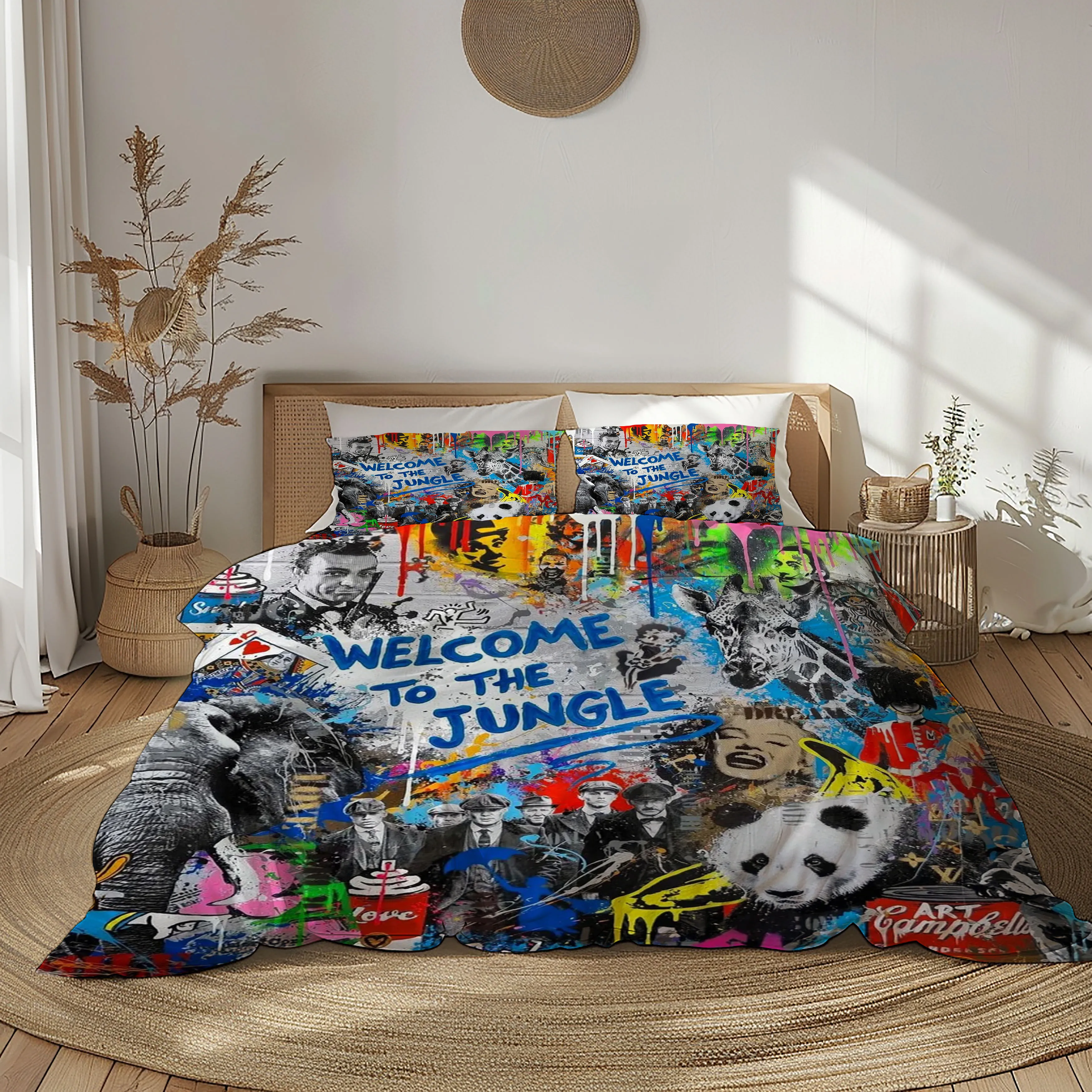 Funky New York Retro 80s Duvet Cover Set King Queen Double Full Twin Single Size Bed Linen Set