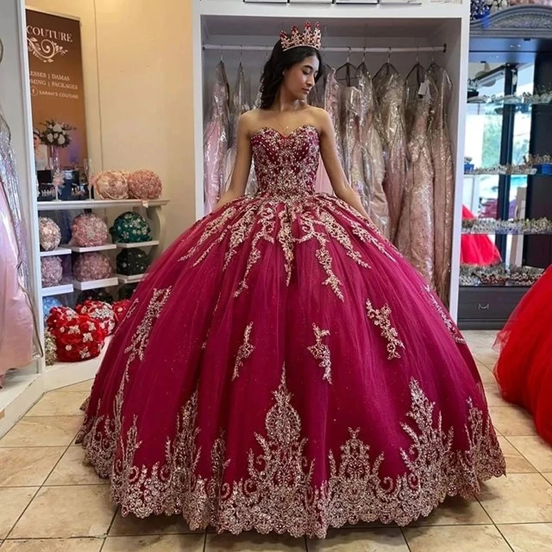 

ANGELSBRIDEP Fuchsia Ball Gown Quinceanera Dresses Vestidos De 15 Anos Luxury Appliques Court Train Princess Birthday Party HOT