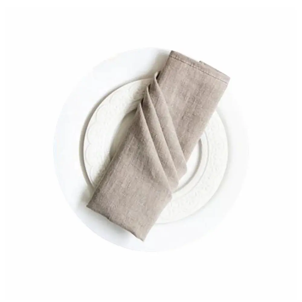 12 Stück Dinner-Servietten aus 100 % Leinen, weich, saugfähig, Naturserviette, bequem für Veranstaltungen und normale Zwecke – Detail 2