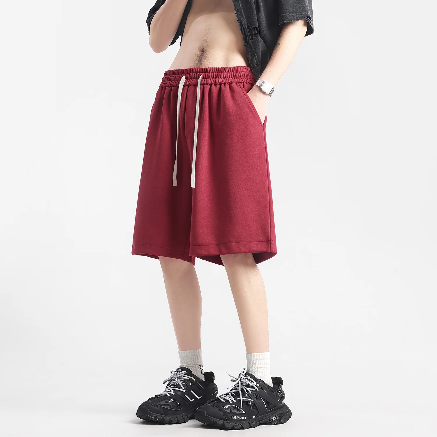 2026 Summer Unisex 100 Percent Cotton Five Point Shorts Loose High Street Couple Sports White Gray Casual Daily Outdoor Bottoms