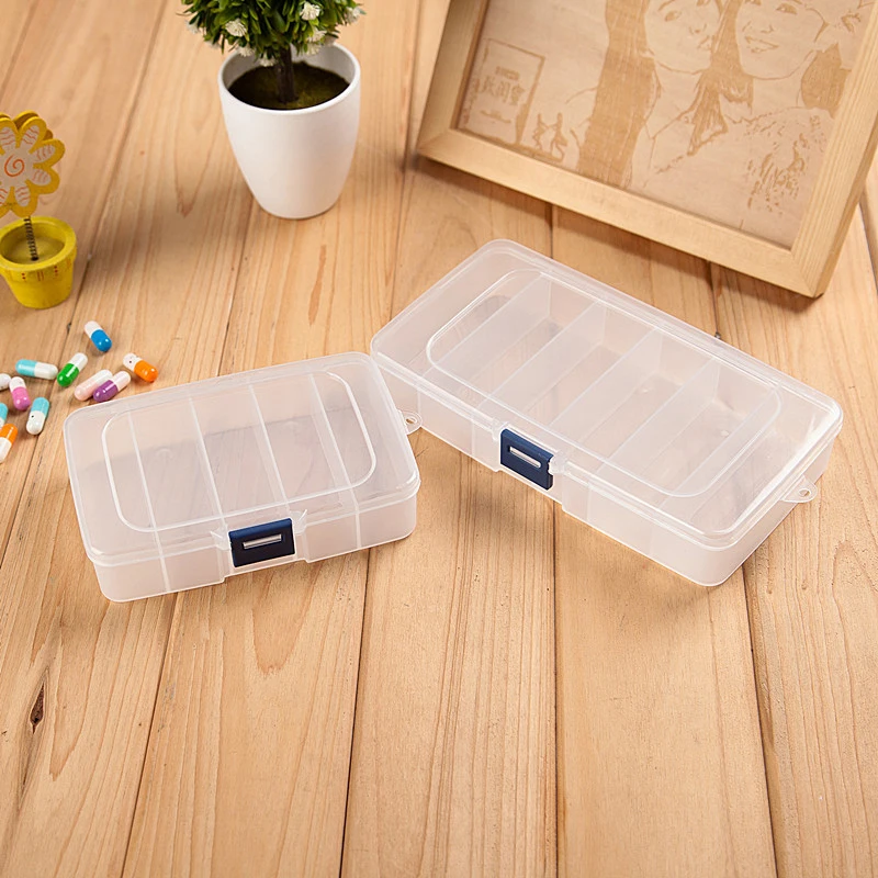 Clear 5/6-grid Portable Plastic Hair Clips Jewelry Storage Box Accessories Organizer Household Travel Supplies With Dust Proof