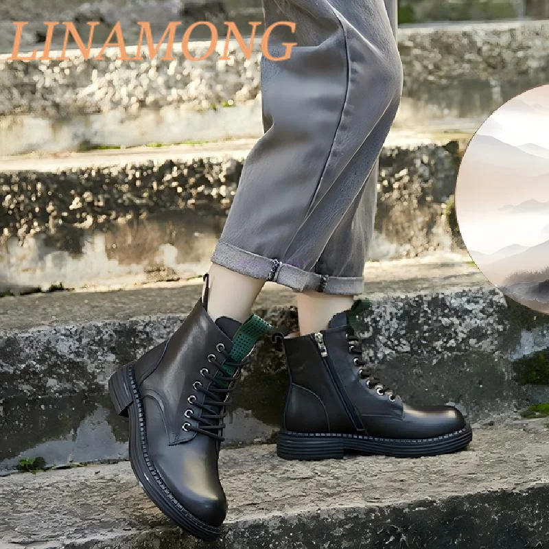 سميكة سوليد عدم الانزلاق عمال أحذية قصيرة الدانتيل يصل وسحاب جانبي تصميم دائم لينة وحيد الرجعية أحذية نسائية عادية