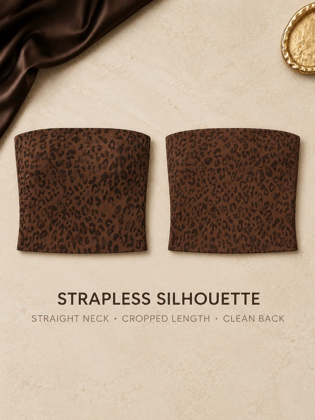 Seamless Wireless Strapless Push Up Bra Leopard Print Bandeau Tube Top with Removable Pads Anti-Slip Silicone Strip Invisible