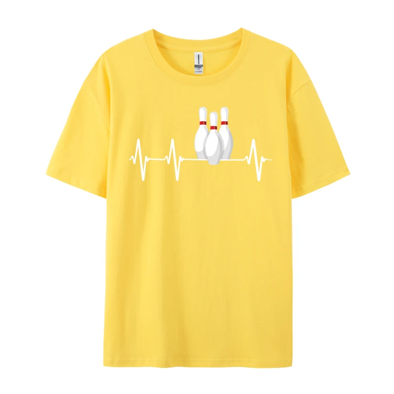 Retro Bowling Heartbeat Funny Camisas Men Cotton Tshirt Summer T-Shirt Vintage Camisa Streetwear Weekend Activity T-shirt