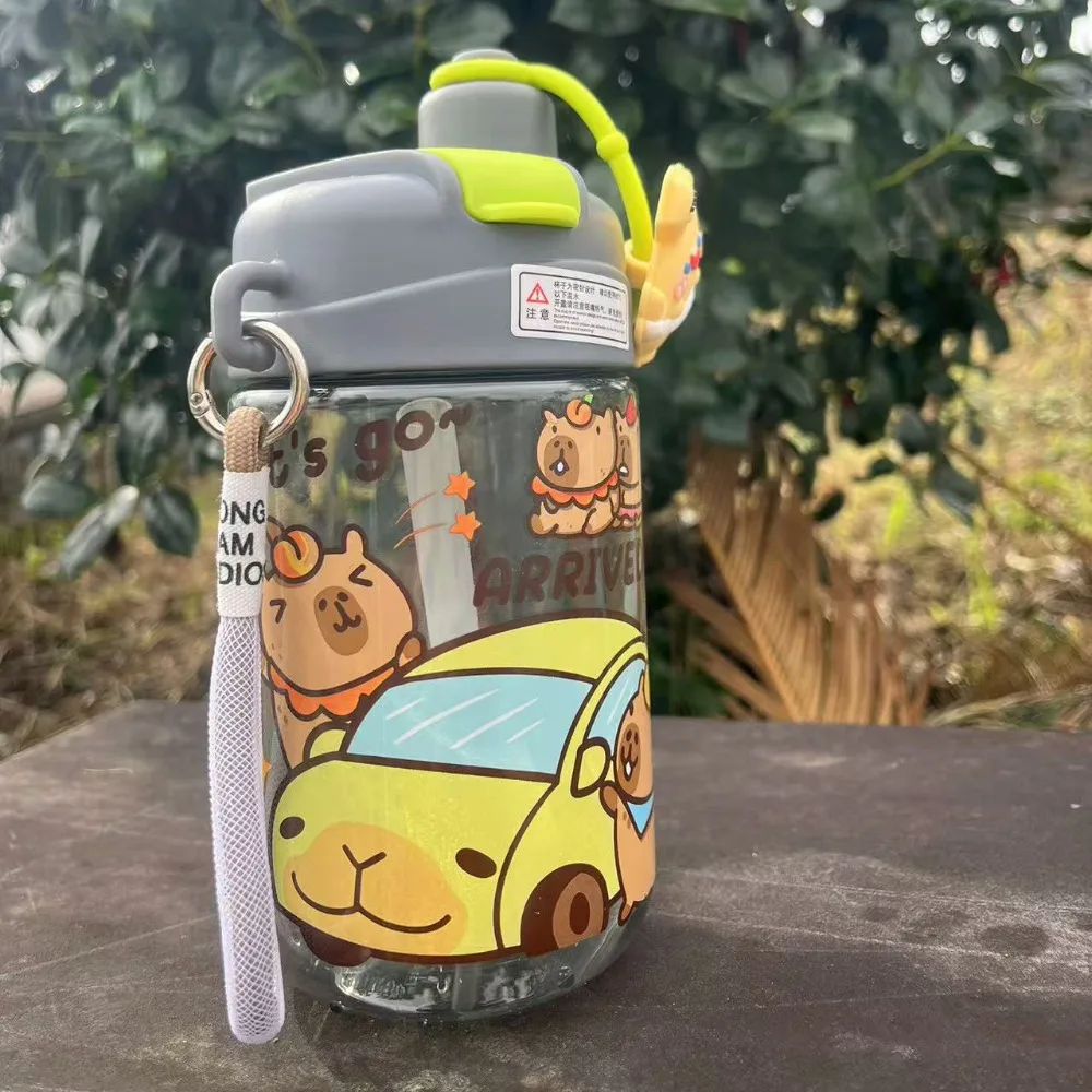 

Fashion Large Capacity Capybara Water Bottle TPR PP Straw Cartoon Children Cup Leak-proof PC 600ML Double Drinking Cup Milk