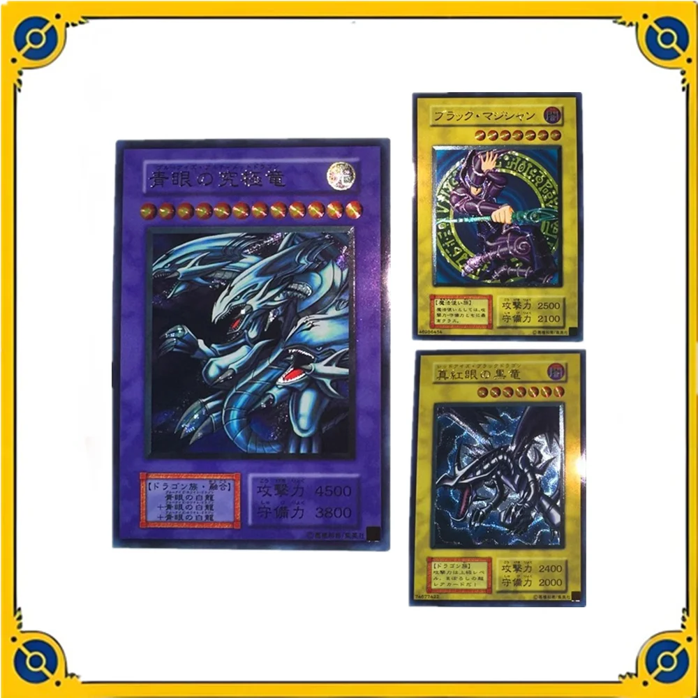 Yu-Gi-Oh Self-made Rough Flash 3Pcs UTR Blue-Eyes Ultimate Dragon Anime Game Collection Card Toy