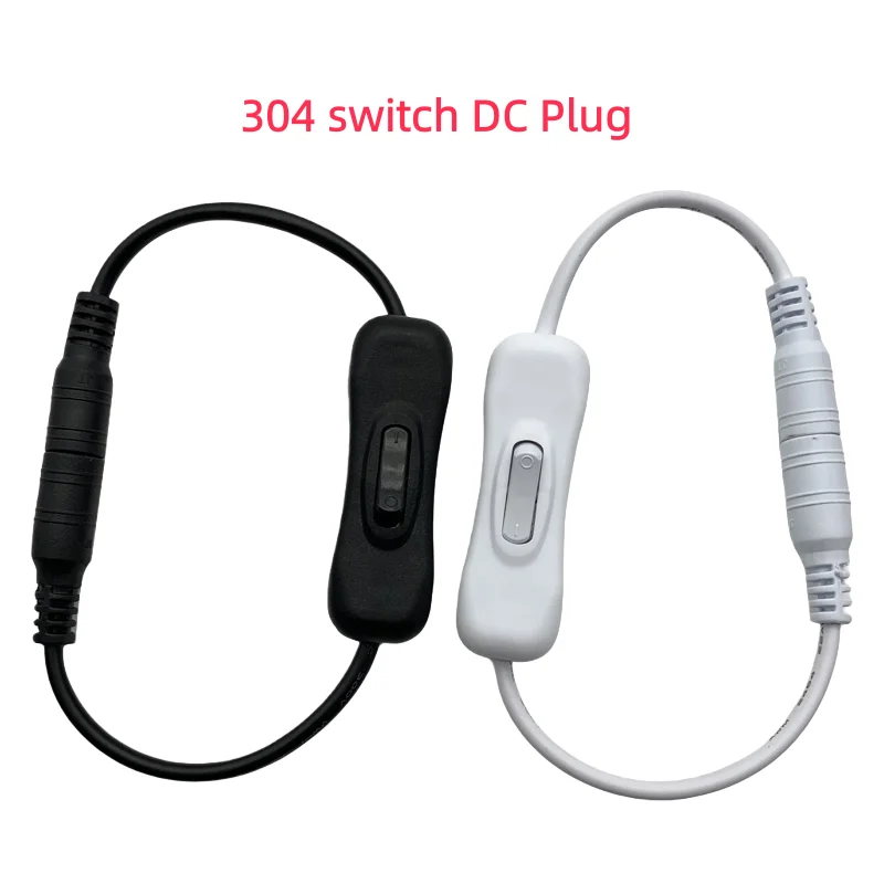 1-10pcs 12V power supply DC head switch wire 5.5*2.1mm male female Connector with 304 switch Connector button control