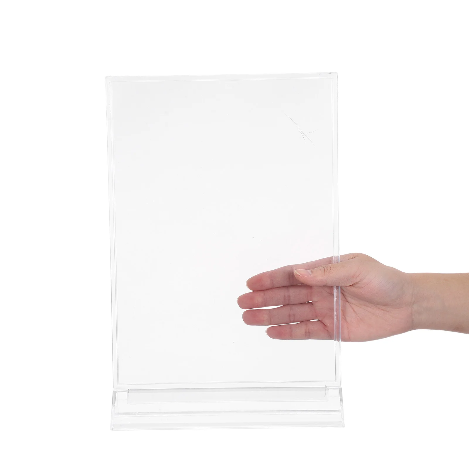 

Standing Desk Sign Holder Transparent Acrylic Vertical Table Number Display Card for Restaurant Office Reception