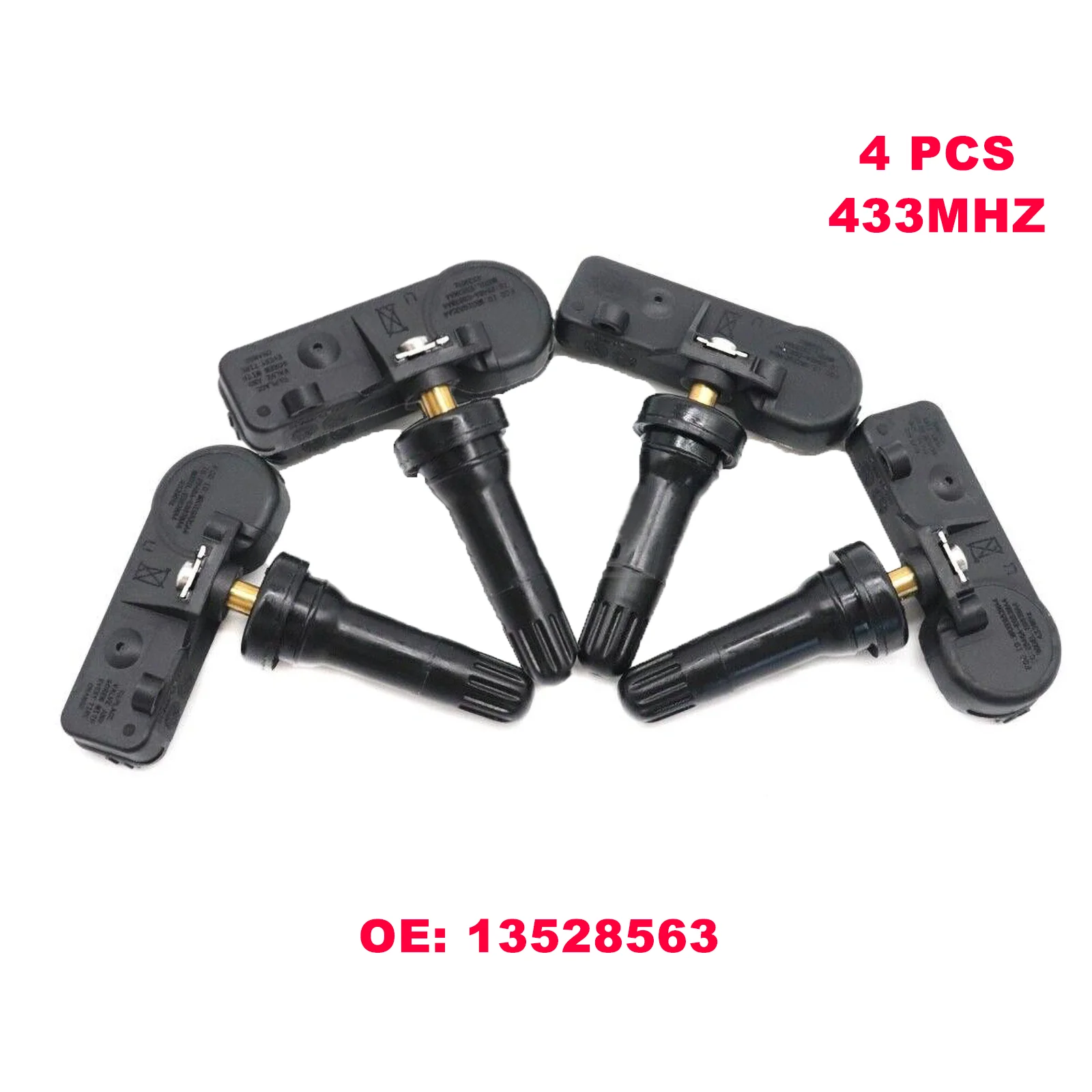4PCS 433MHz TPMS Sensor for Chevrolet Silverado GMC Sierra 1500 HD Aluminum Stem Tire Pressure 13528563 13516165