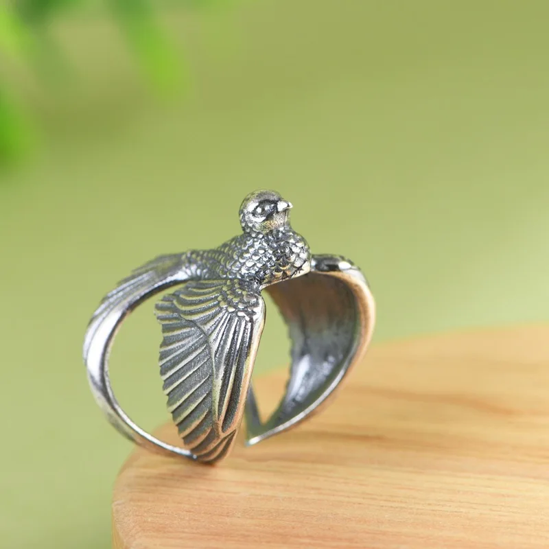 

Серебряные украшения BOCAI NEW из серебра 925 пробы, тайское серебро, модный этнический стиль, браслет с ласточками для женщин, серебряное кольцо, женский серебряный браслет