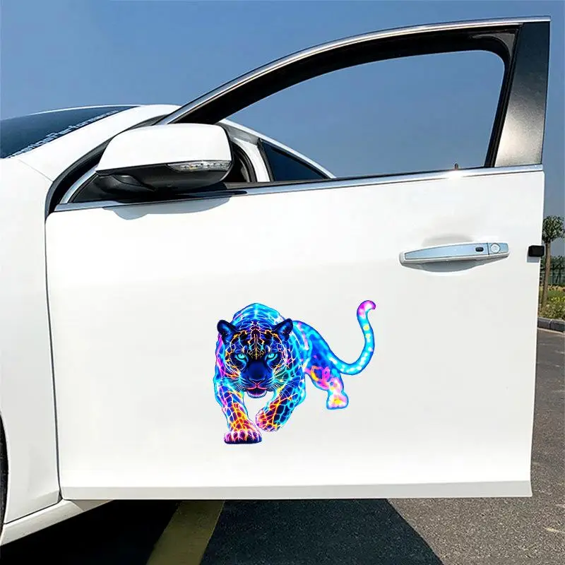 Vibrant Neon Leopard Motorcycle Stickers Waterproof For Scooter Fuel Tank Front Fairing Vinyl Decals Car Window Decorations