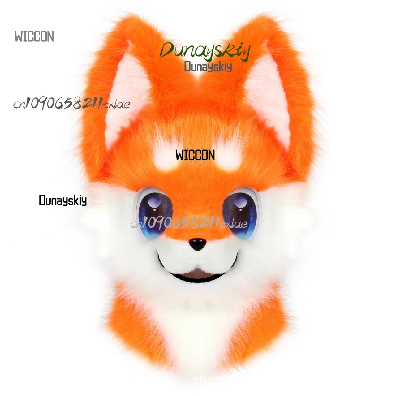 فروي رئيس واحد سامويد رئيس Fursuit النمط الياباني kawaii جودة عالية جيراي كي أزياء تنكرية رائعة اكسسوارات الهالوين