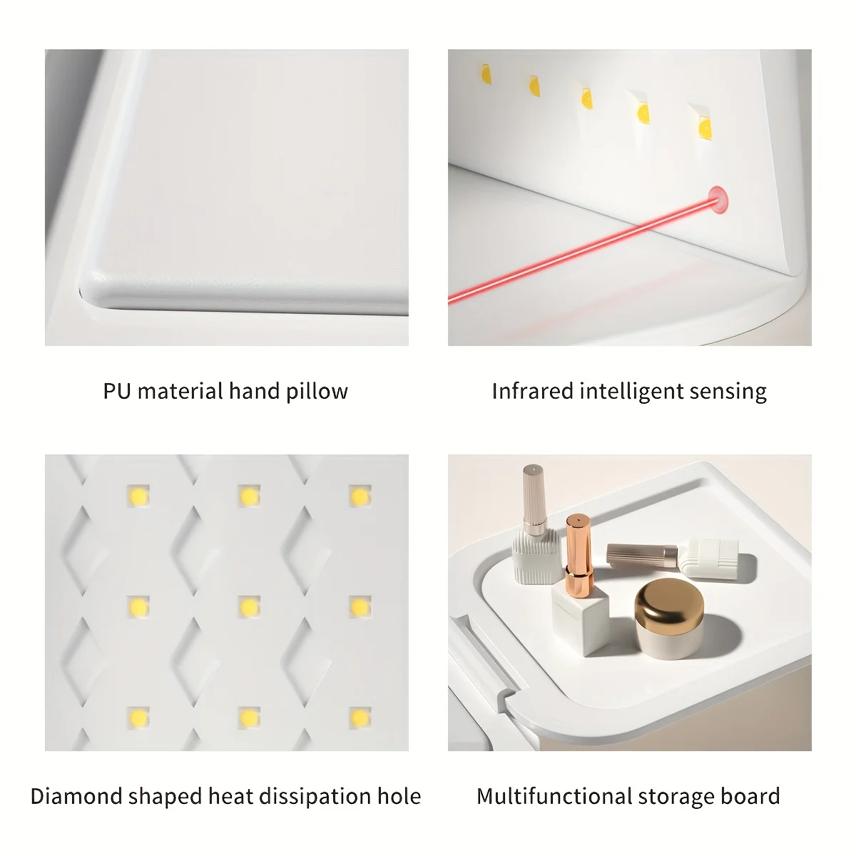 [米国プラグ] XEIJAYI 1個 LEDハンドピローライトセラピーランプ UVグルー乾燥機、高速ネイルドライヤー ネイルポリッシュ硬化UVランプ 5つのタイマー付き