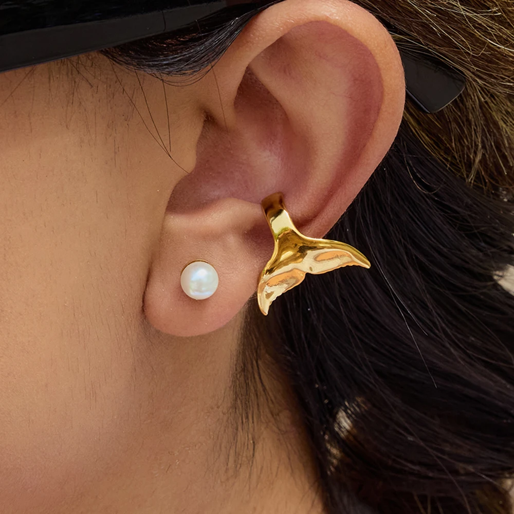 

AIKOER модные красивые зажимы для ушей из 18-каратного золота с покрытием из нержавеющей стали, водонепроницаемые зажимы для ушей, женские ювелирные изделия, праздничные аксессуары