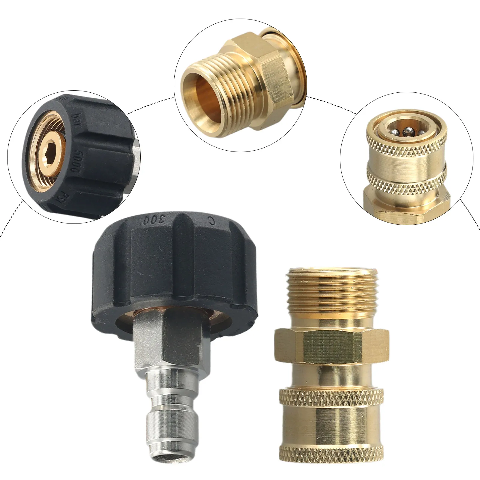 Brass EXCELLENT PERFORMANCE Connect Pressure Washer Hose Connector 2 Pcs Best Price Brand New M22 14 Mm To 1/4