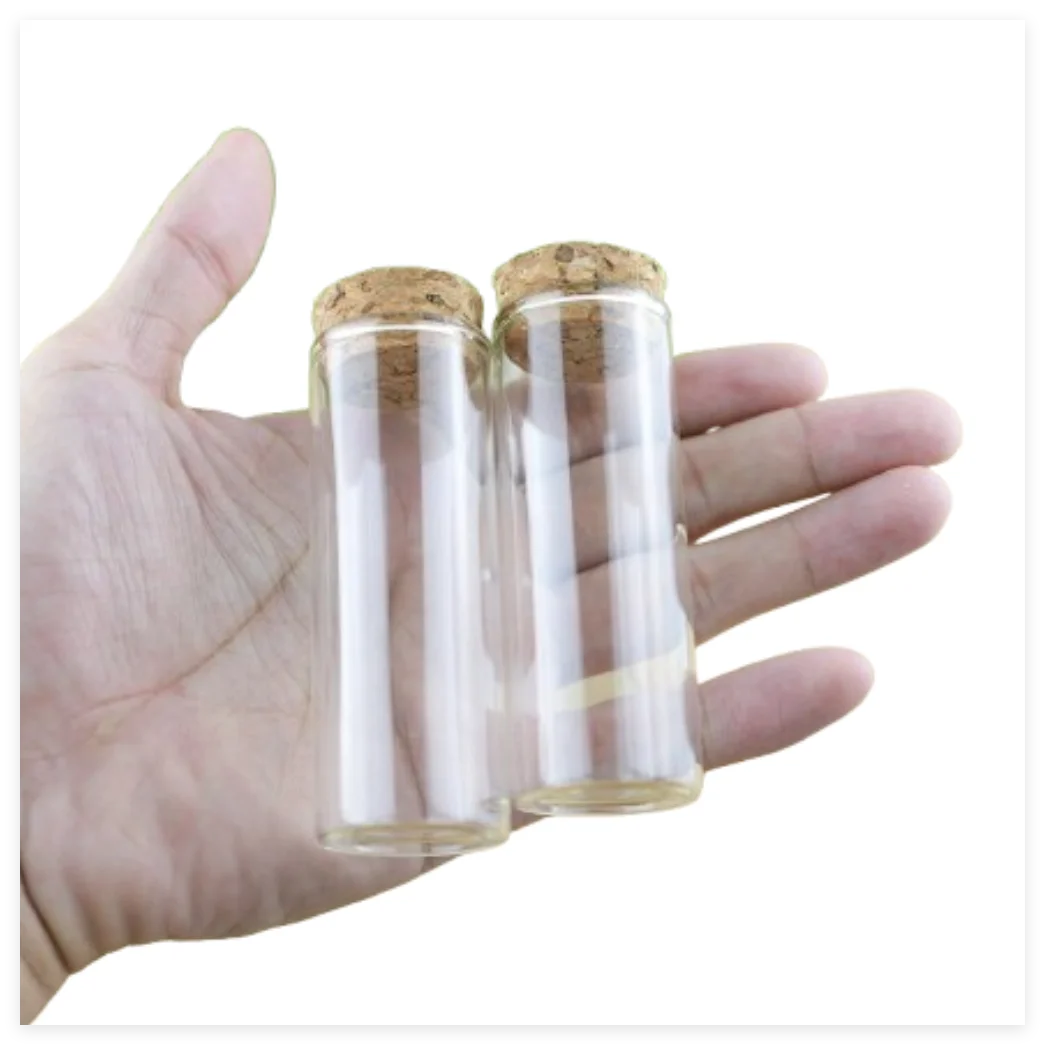 

24 Pcs 40ml Dragee Glass Bottle 25×30×80mm Little Glass Jars Seed Storage Glass Container Vials Wedding Dragee Bottles Cork