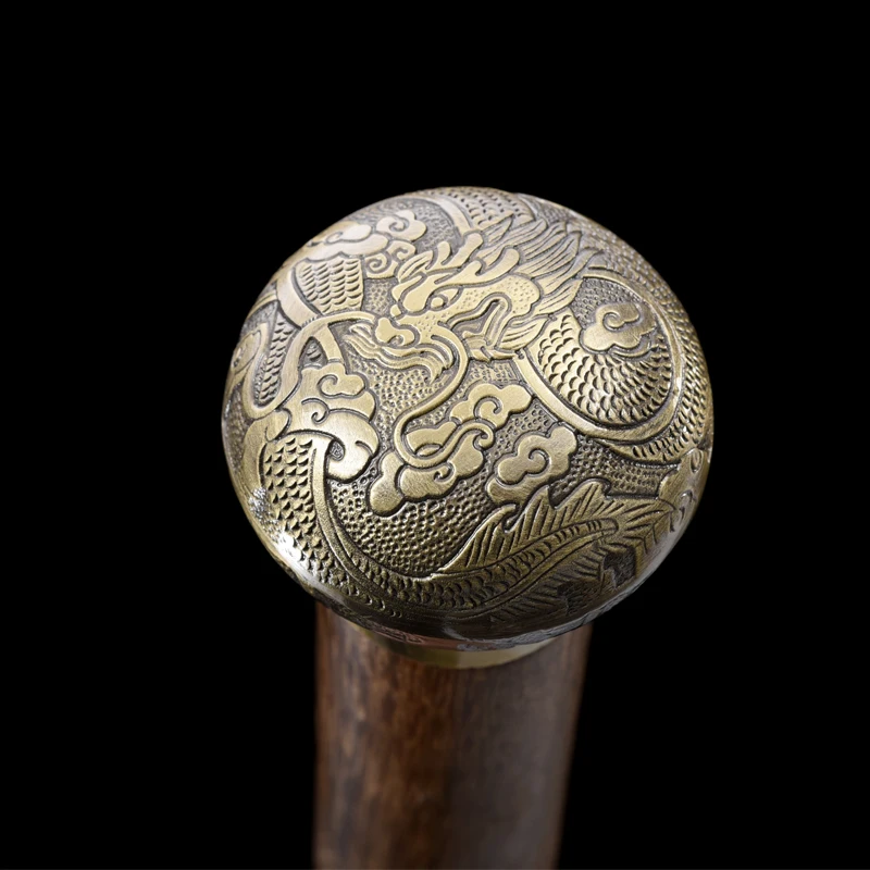 Medieval Staff Sword Carbon Steel Blade Sharp Real Rosewood Scabbard Walking Stick Tang Sword Ready Battle Bronze Dragon Katanas