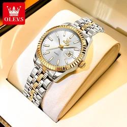 OLEVS-Montre étanche en acier inoxydable pour femme, montre à quartz, date, marque de luxe, haute qualité, Shoous, élégante