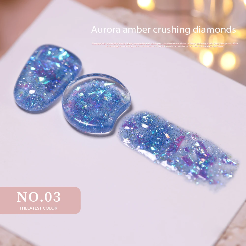 Vendeeni 9 Colors/set Aurora Amber Broken Diamond Gel Nail Polish Soak Off UV LED Glitter Sequins Manicure Nail Varnish