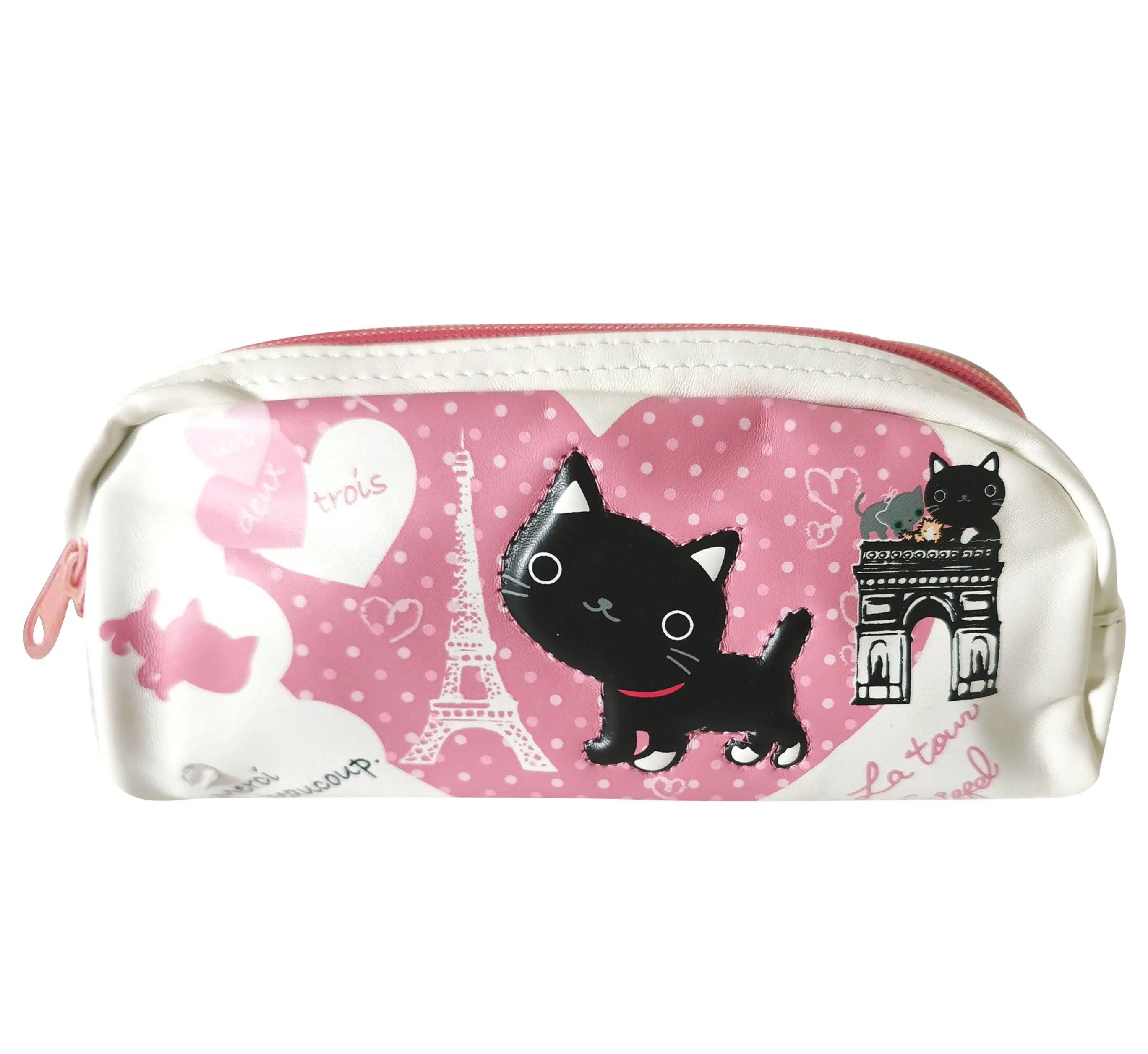 

Cute Kutusita Nyanko Black Cat PU Leather Pencil Cases for Girls Kids School Pen Pouch Makeup Cosmetic Container Organizer Bag