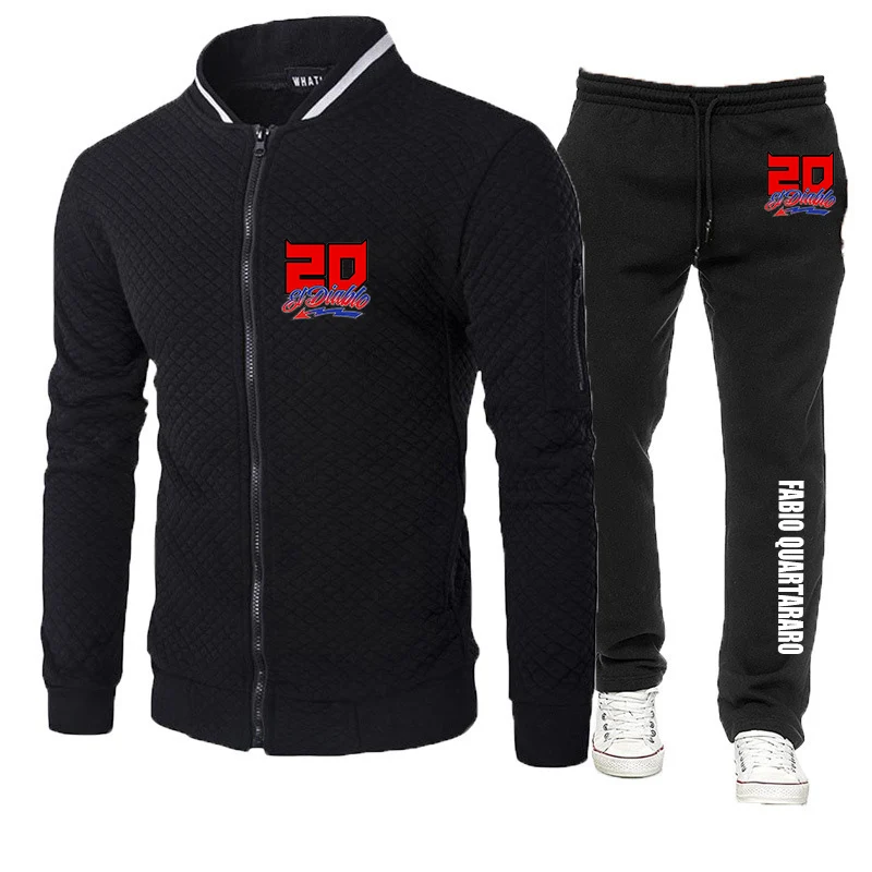 

2026 Fabio Quartararo Motorcycle Rider Spring And Autumn New Men's Fashion Zipper Jacket + Leisure Sweatpants Comfortable Suit