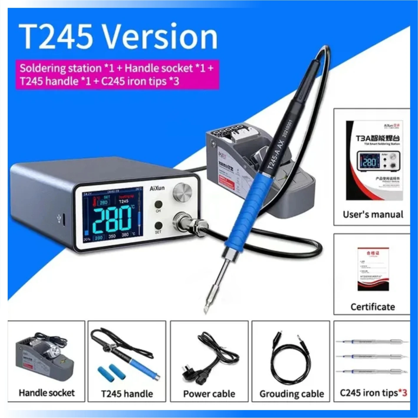 JCID Aixun T3A T3B intelligent Welding Station With Soldering Iron T115 T245 T210 Handle Welding Tips For Phone BGA Repair Tools