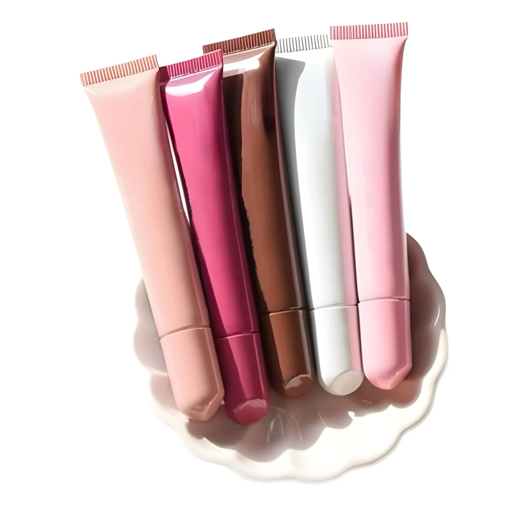 Squeeze Tubes Lip Gloss Package Pink Soft Silicone Mouth Lip Gloss Tube Empty Digital Printing Candy Lipstick Logo Customization