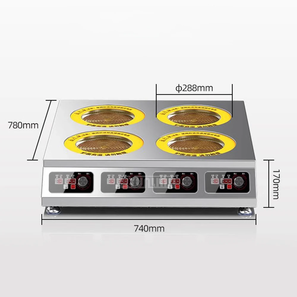 4구 전기 세라믹 스토브 상업용 사각 스토브 레스토랑 쿠첸키 주방기기 쿡탑