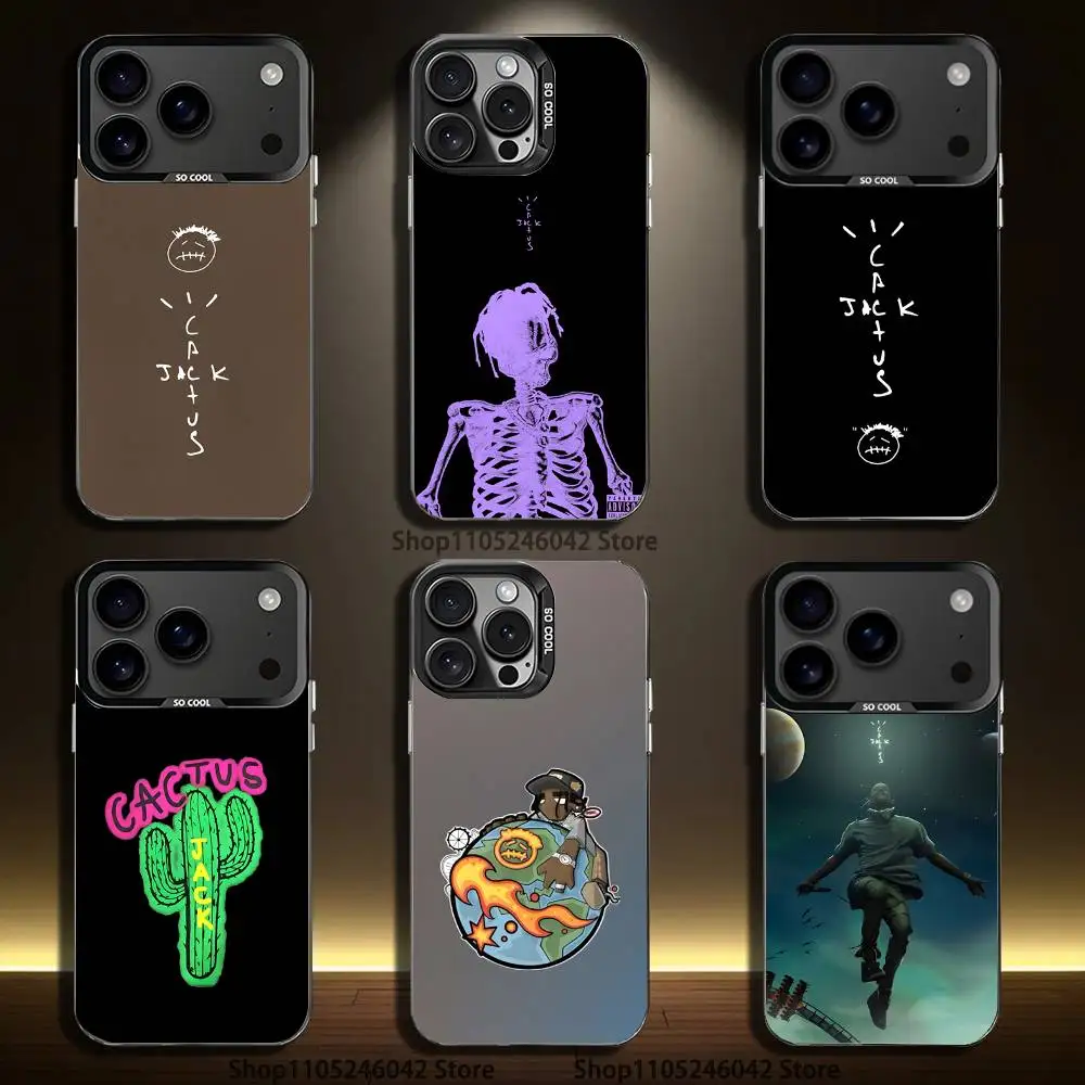

C-Cactus J-Jack Travis Scott Phone Case For iPhone 17,16,15,14,13,12,11,Pro,XS,Max,Plus,Mini,SE4,E Black Matte Shockproof Cover