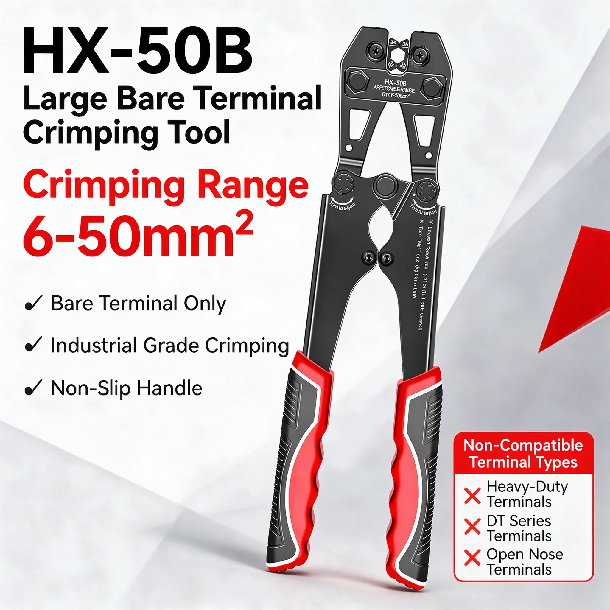 HX-50B Heavy Duty Manual Crimping Tool Cable Lug Crimper Pliers for OT YO SC Wire Terminals 6 to 50mm²