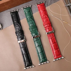 Hand sewn apple watch Seri es9 8 7 6 5 Apple Watch iwat chultra Leather Crocodile skin.   watchband 49mm 45mm 42mm 38mm